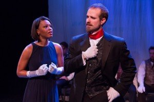 Alana Barrett-Adkins as Mercedes and Tom Frank as Monte Cristo in the play be Jared Reinmuth and Urban Stages, 2016